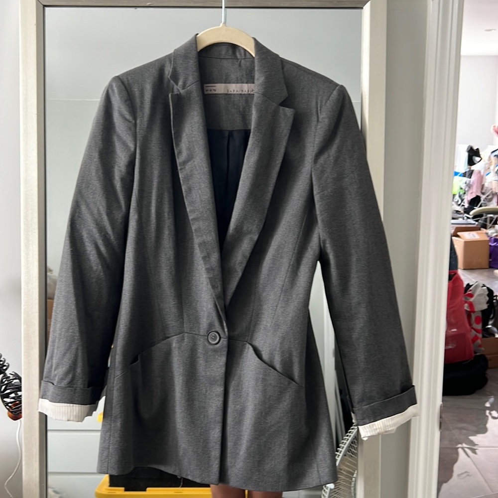 Zara charcoal gray boyfriend blazer size small